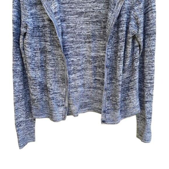 Ann Taylor Loft Y2K Space Dye Marl Knit Button Down Cardigan Black White Sz M - Picture 5 of 11
